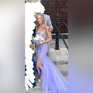 Jovani 22538 Lilac Embellished Prom Dress with Straps added (Only worn once)